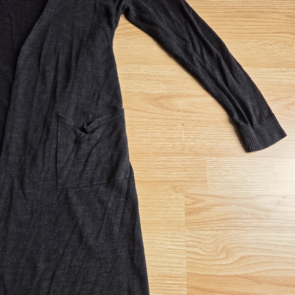 ELENA WANG Long Black Open Cardigan - Picture 3 of 8